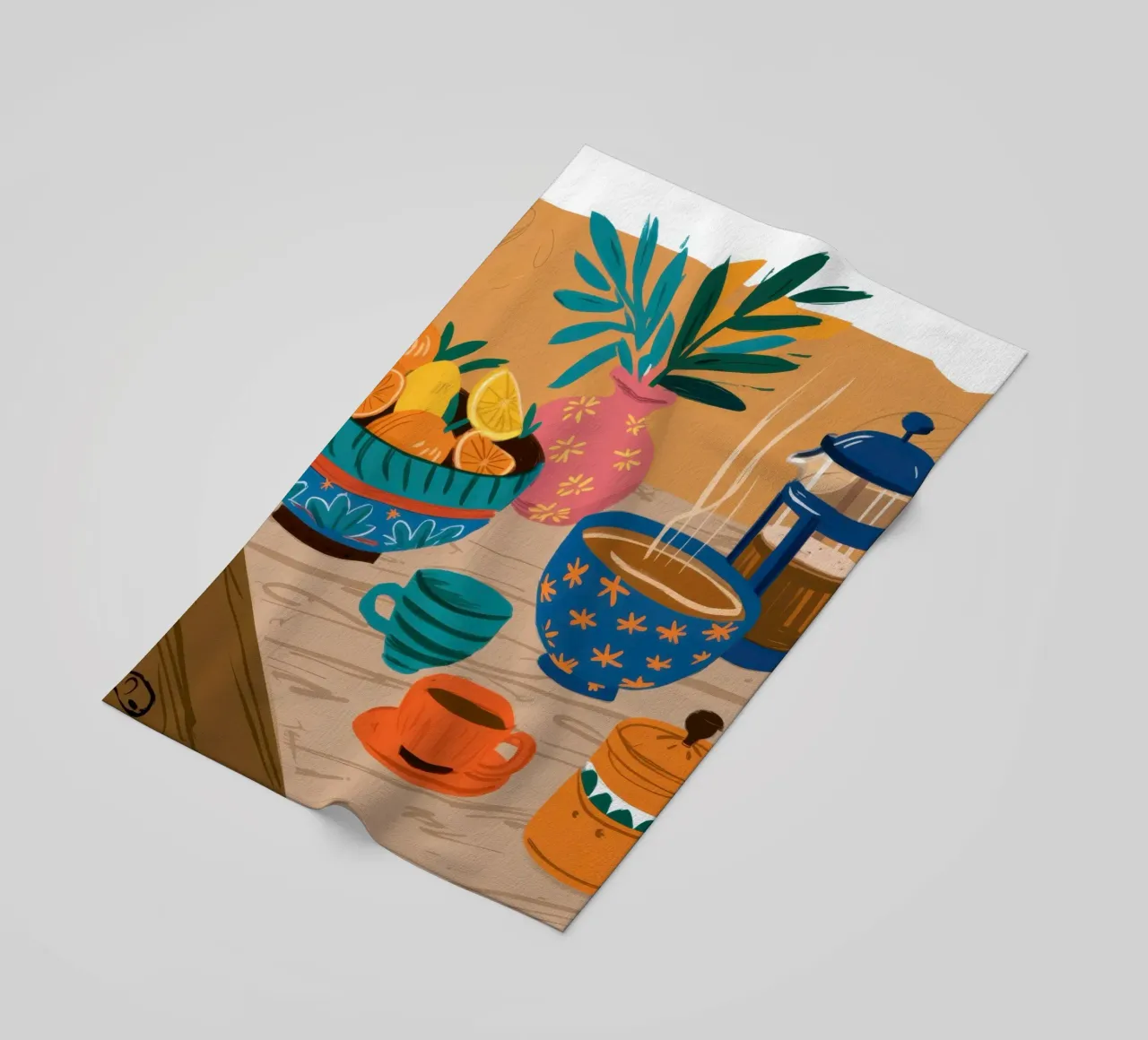 Sunny Coffee Break beach towel by Veil Maya
