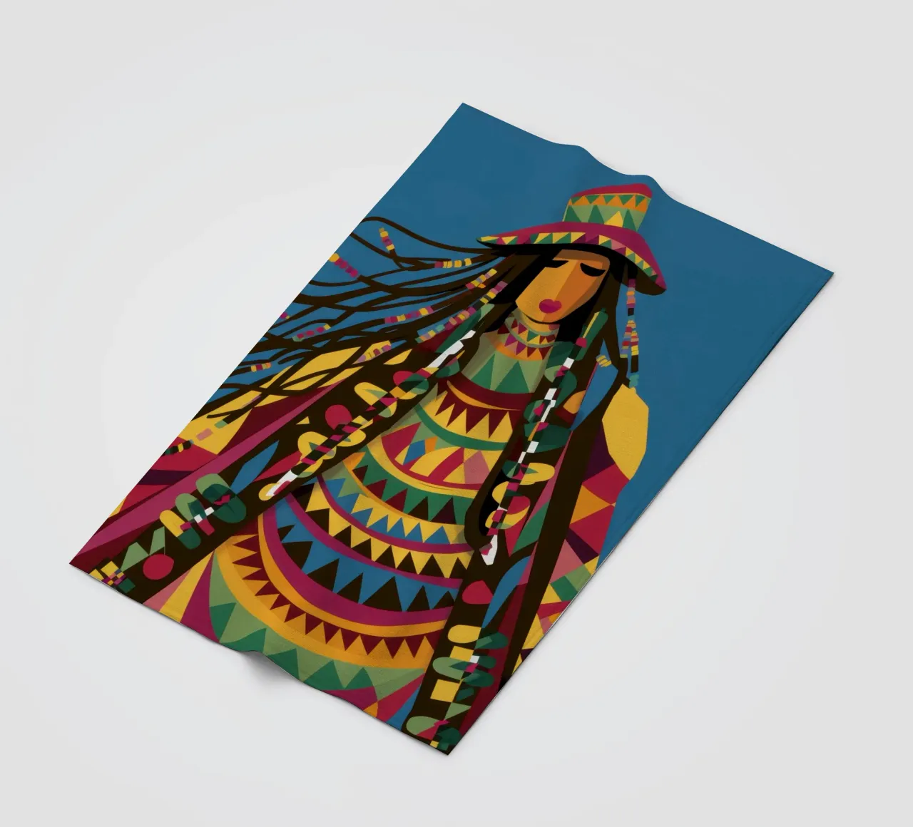 Kaleidoscopic Cultural Portrait fleece blanket by Prism Ritual