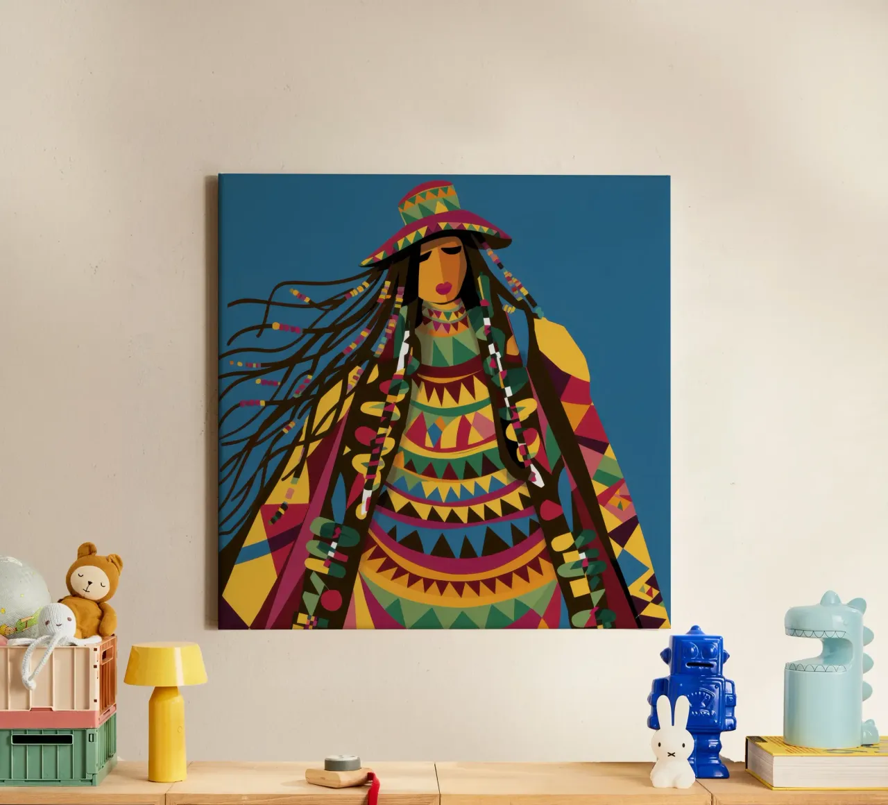 Kaleidoscopic Cultural Portrait canvas by Prism Ritual