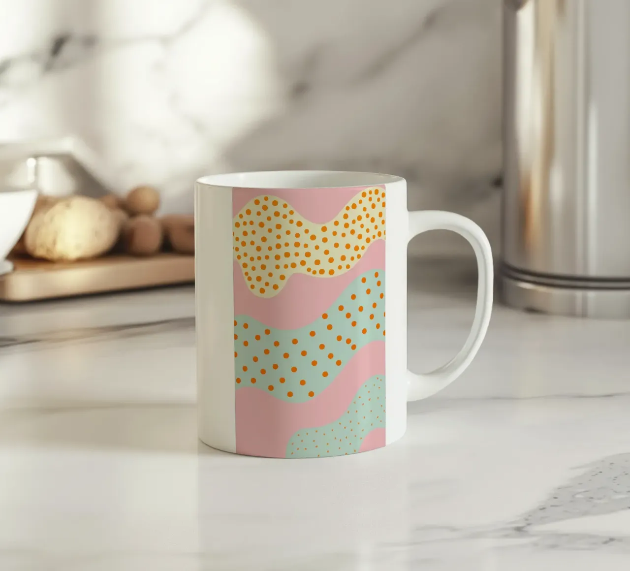 Golden Wave Pattern ceramic mug by Solar Paint