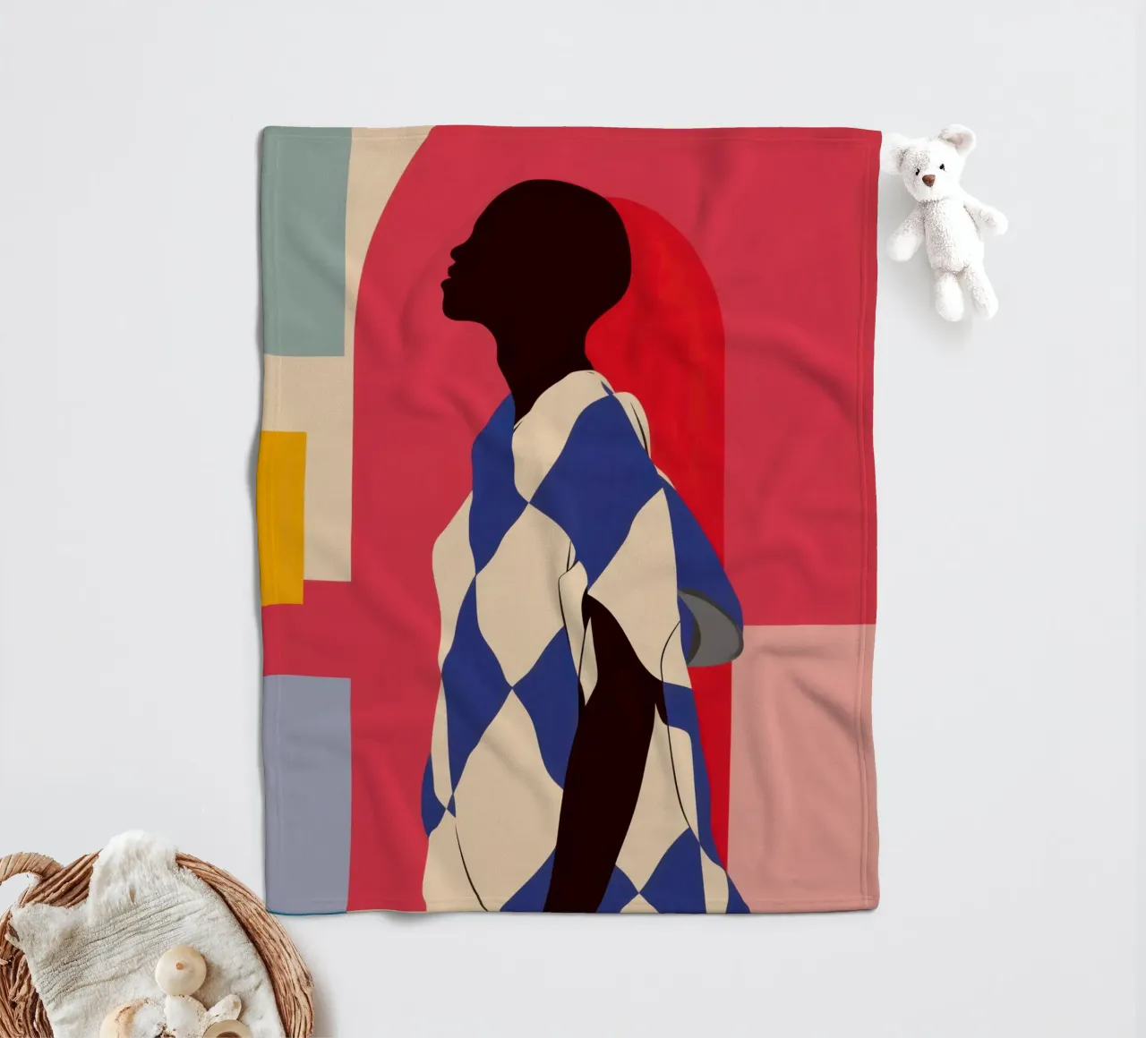 Modern Deco Silhouette fleece blanket by Prism Ritual