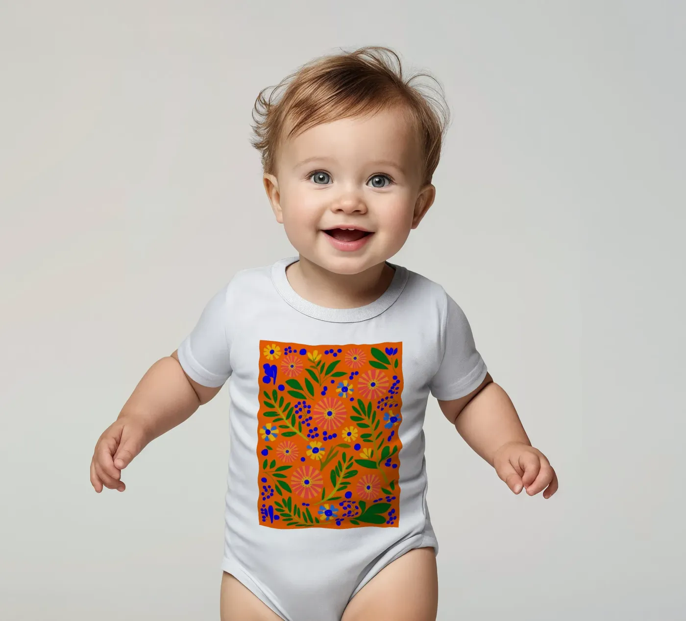 Oranje patroon babyrompertje korte mouwen van Solar Paint
