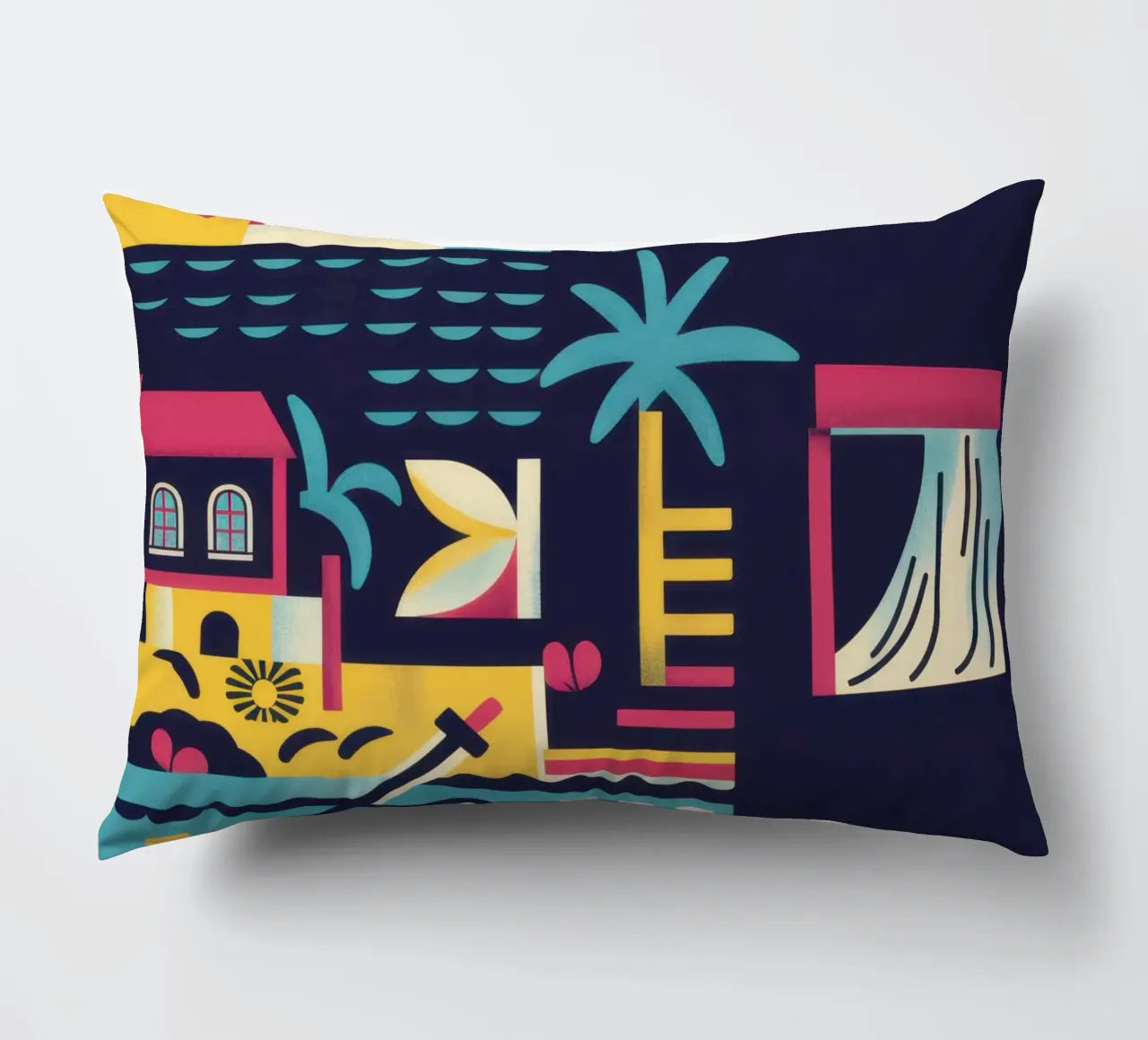 Nocturnal Geometric Harbor decorative cushion by Prism Ritual