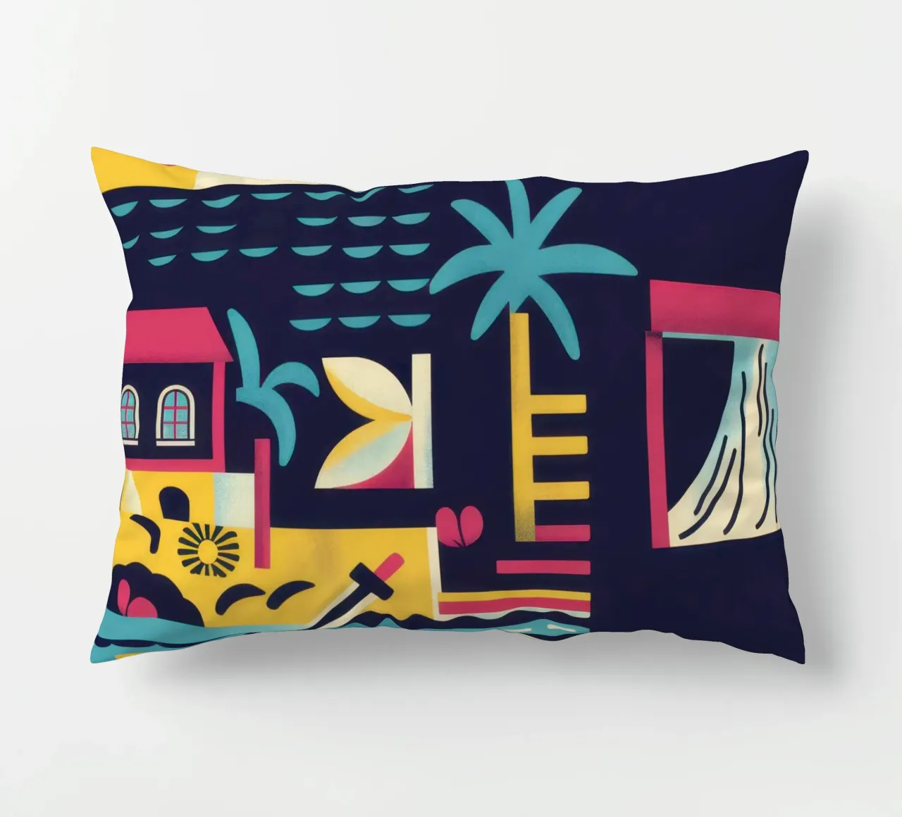 Nocturnal Geometric Harbor decorative cushion by Prism Ritual