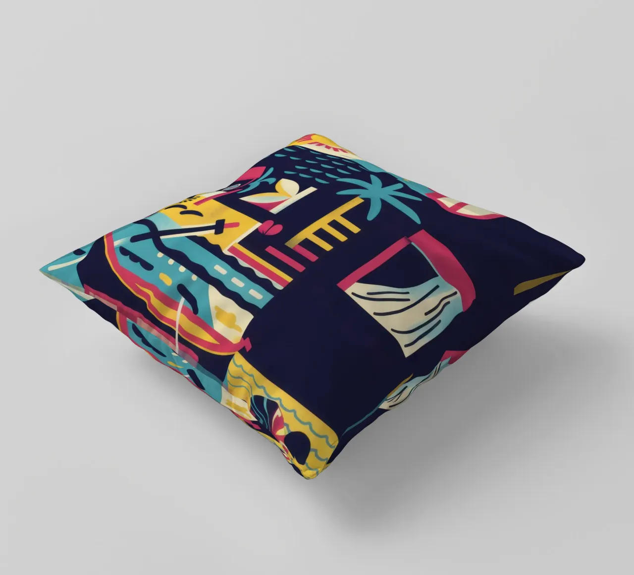 Nocturnal Geometric Harbor decorative cushion by Prism Ritual