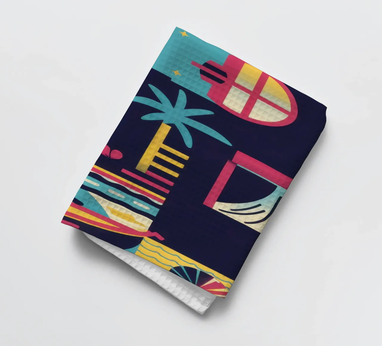 Nocturnal Geometric Harbor tea towel by Prism Ritual
