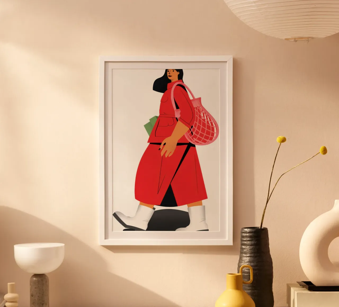 Donna con cappotto rosso poster da Veil Maya