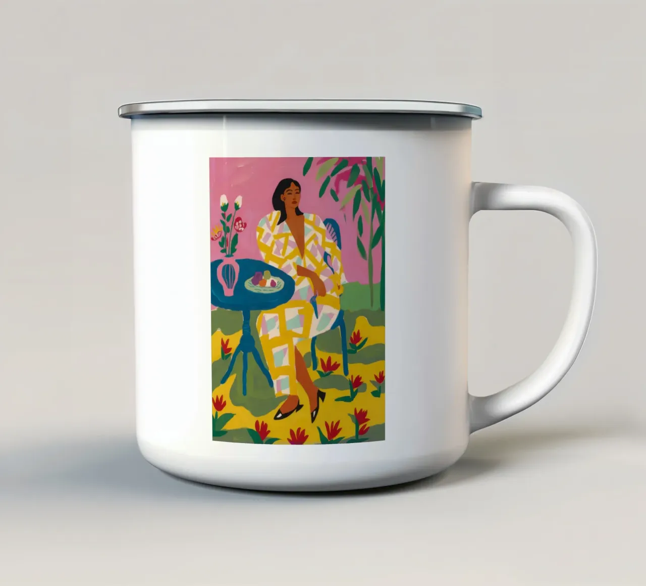 Pomeriggio del Garden Cafe tazza in smalto da Veil Maya