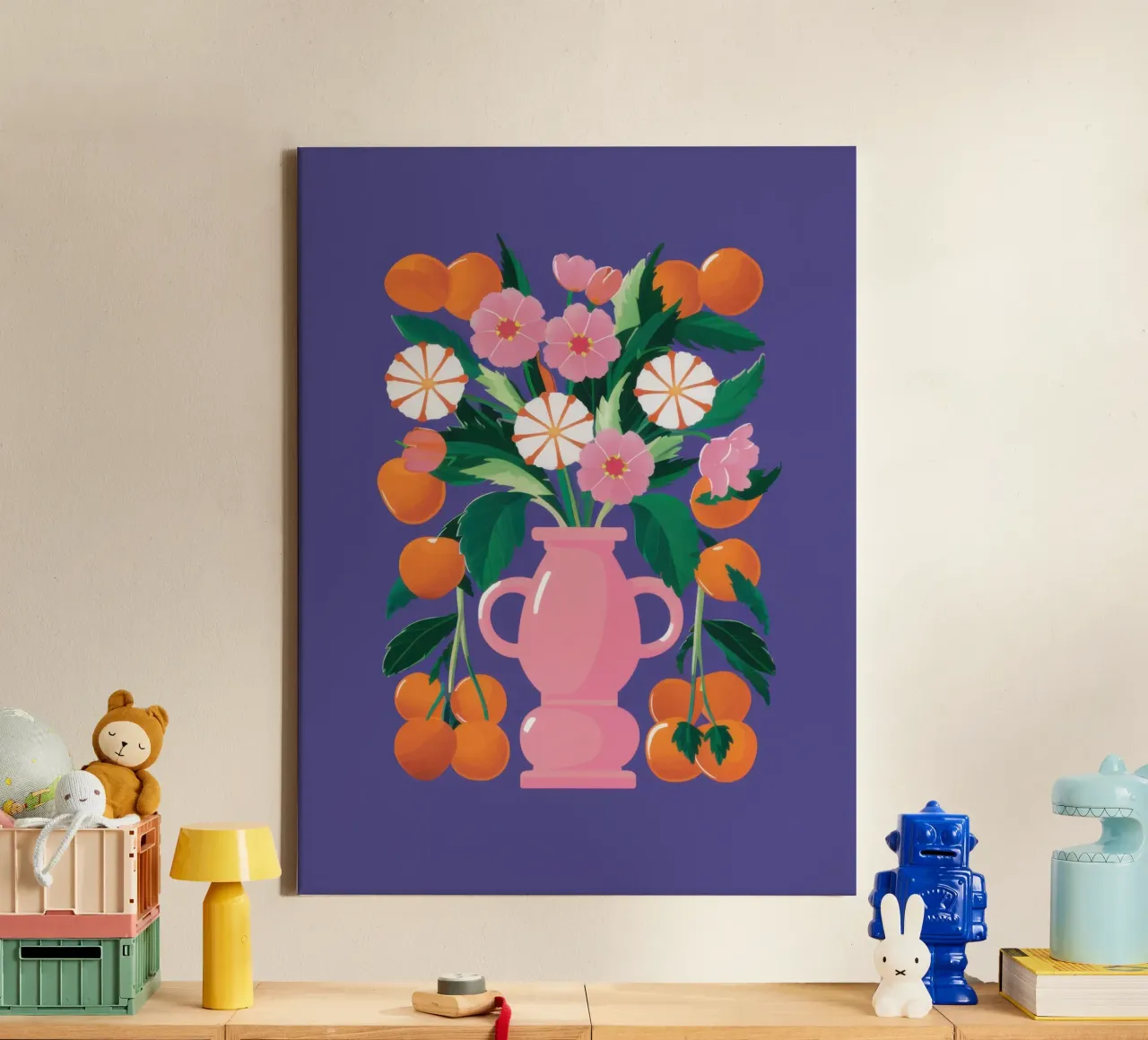 Bouquet di agrumi Stillness tela con Cornice a cassetta da Solar Paint