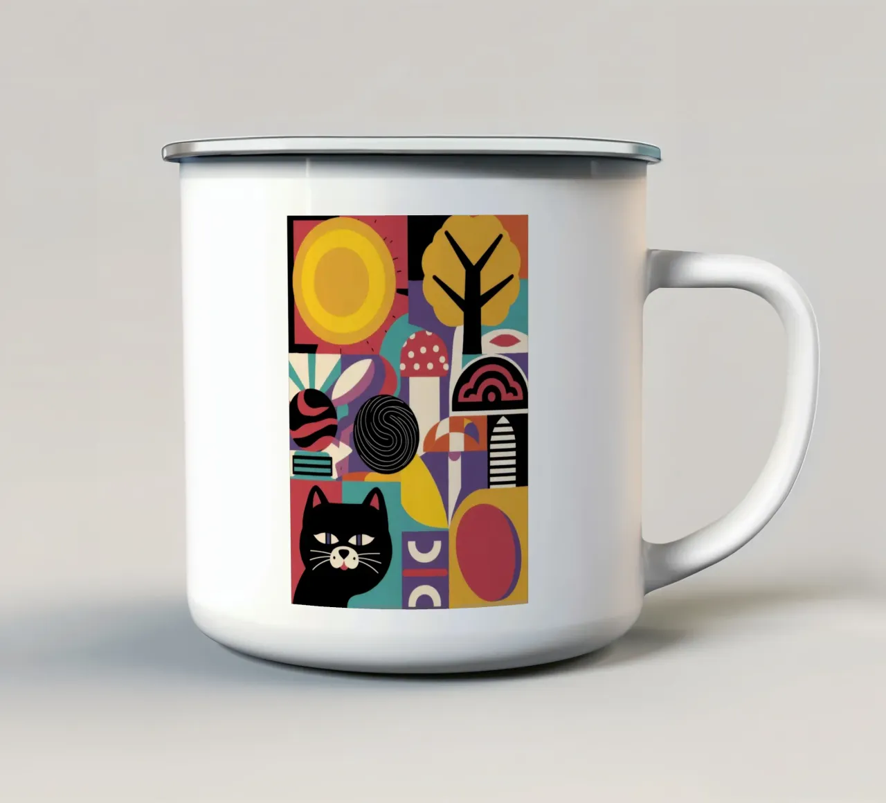 Paesaggio del gatto mistico tazza in smalto da Solar Paint