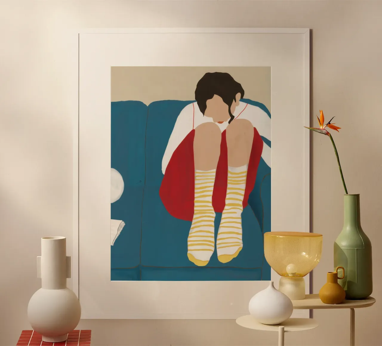 Solitudine a strisce poster con telaio in legno da Bring Haven