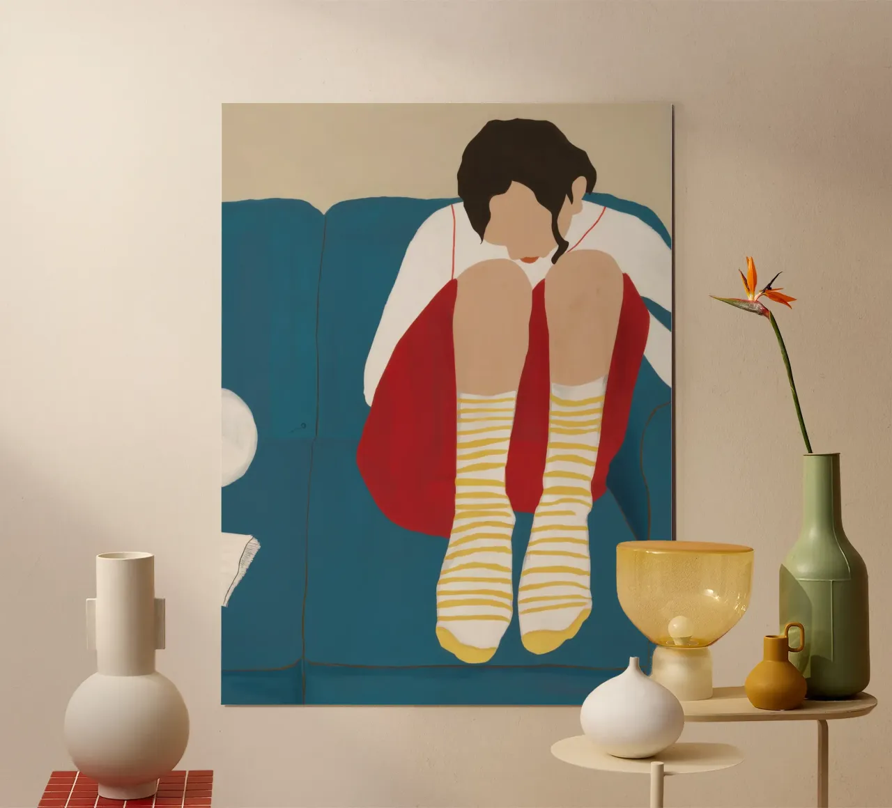 Solitudine a strisce poster con telaio in legno da Bring Haven