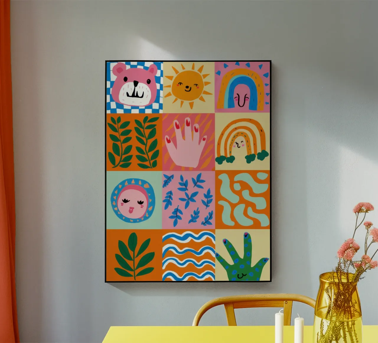 Joyful Doodle Grid acrylic glass by Bring Haven