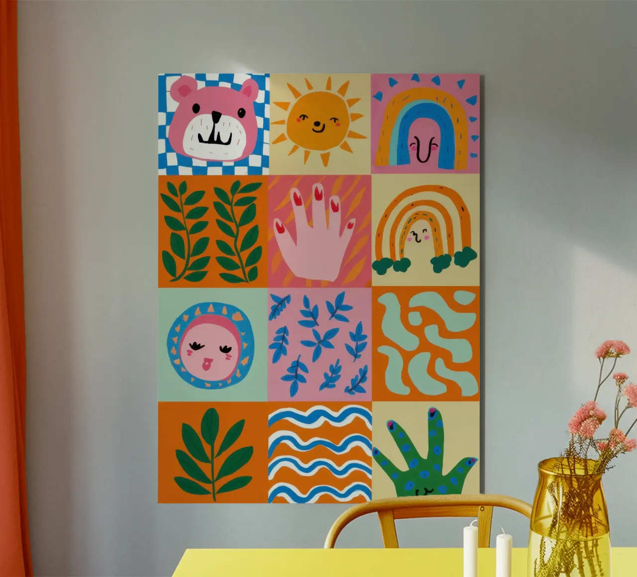 Joyful Doodle Grid alu-dibond by Bring Haven