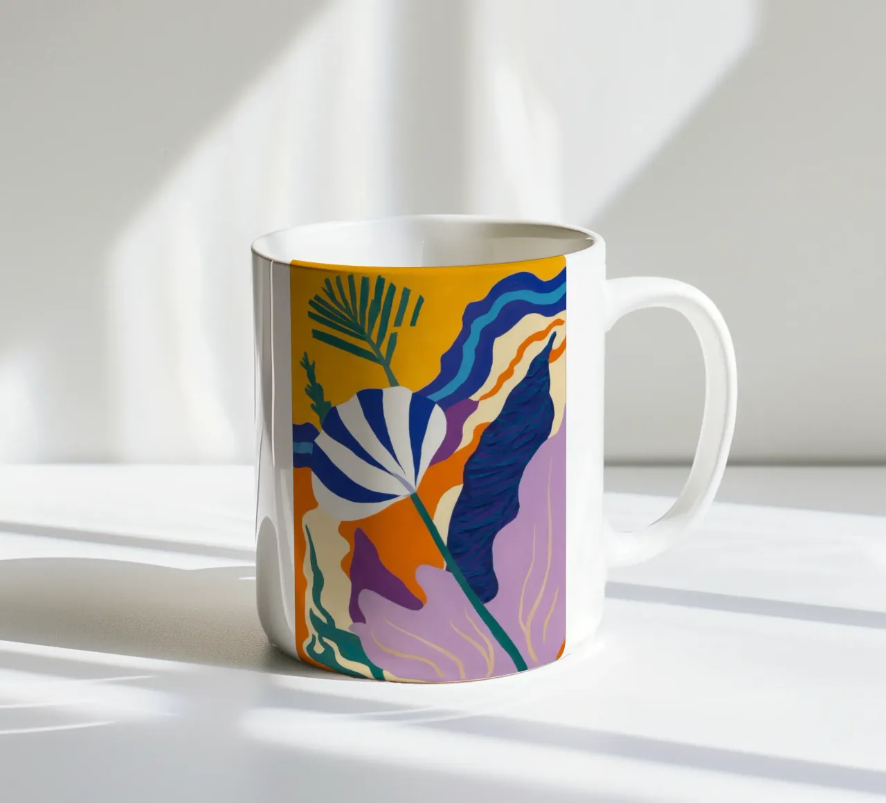 Abstracte botanische majesteit keramische mok van Prism Ritual
