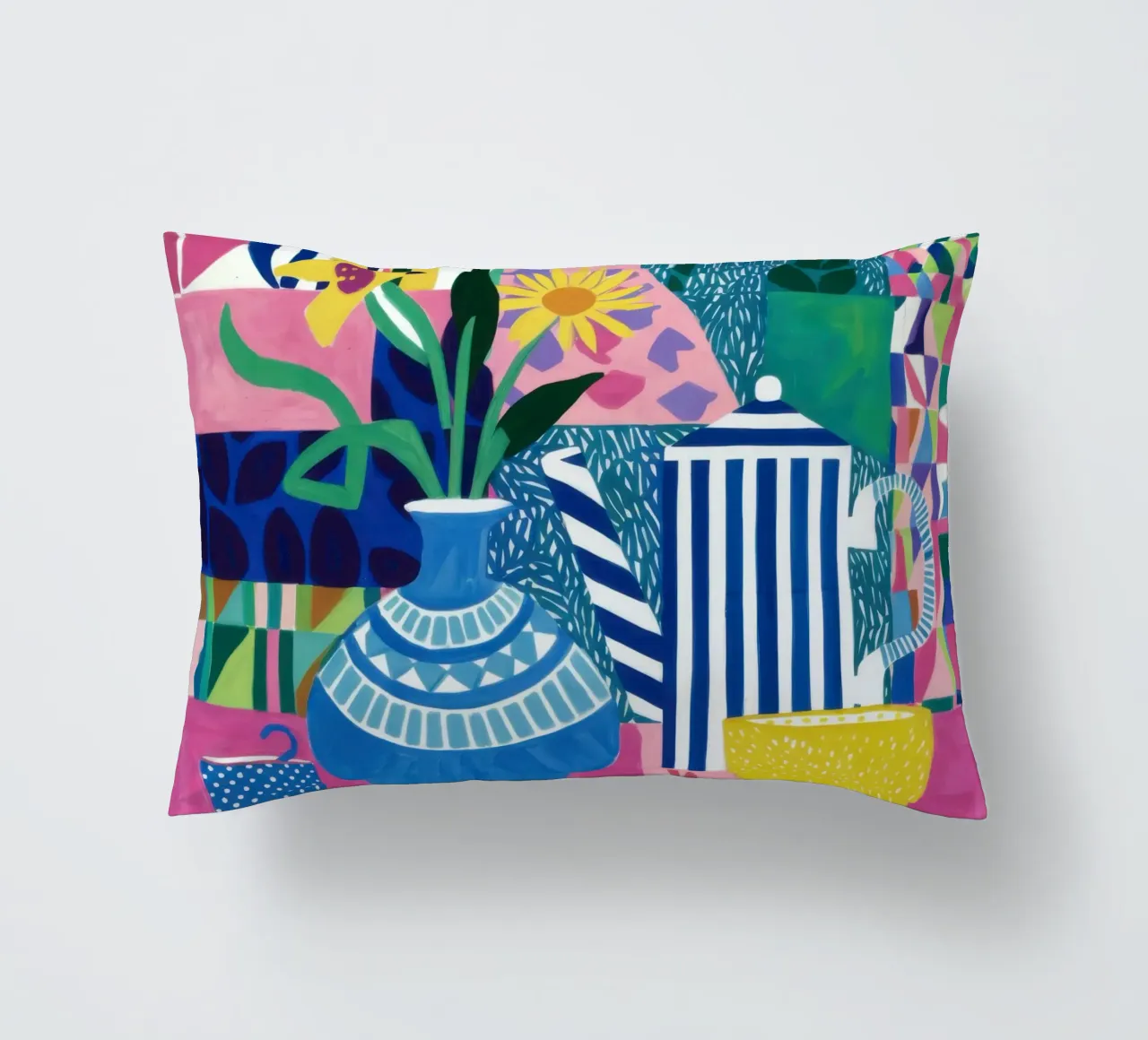 Eclectic Blue Bouquet decorative cushion by Solar Paint