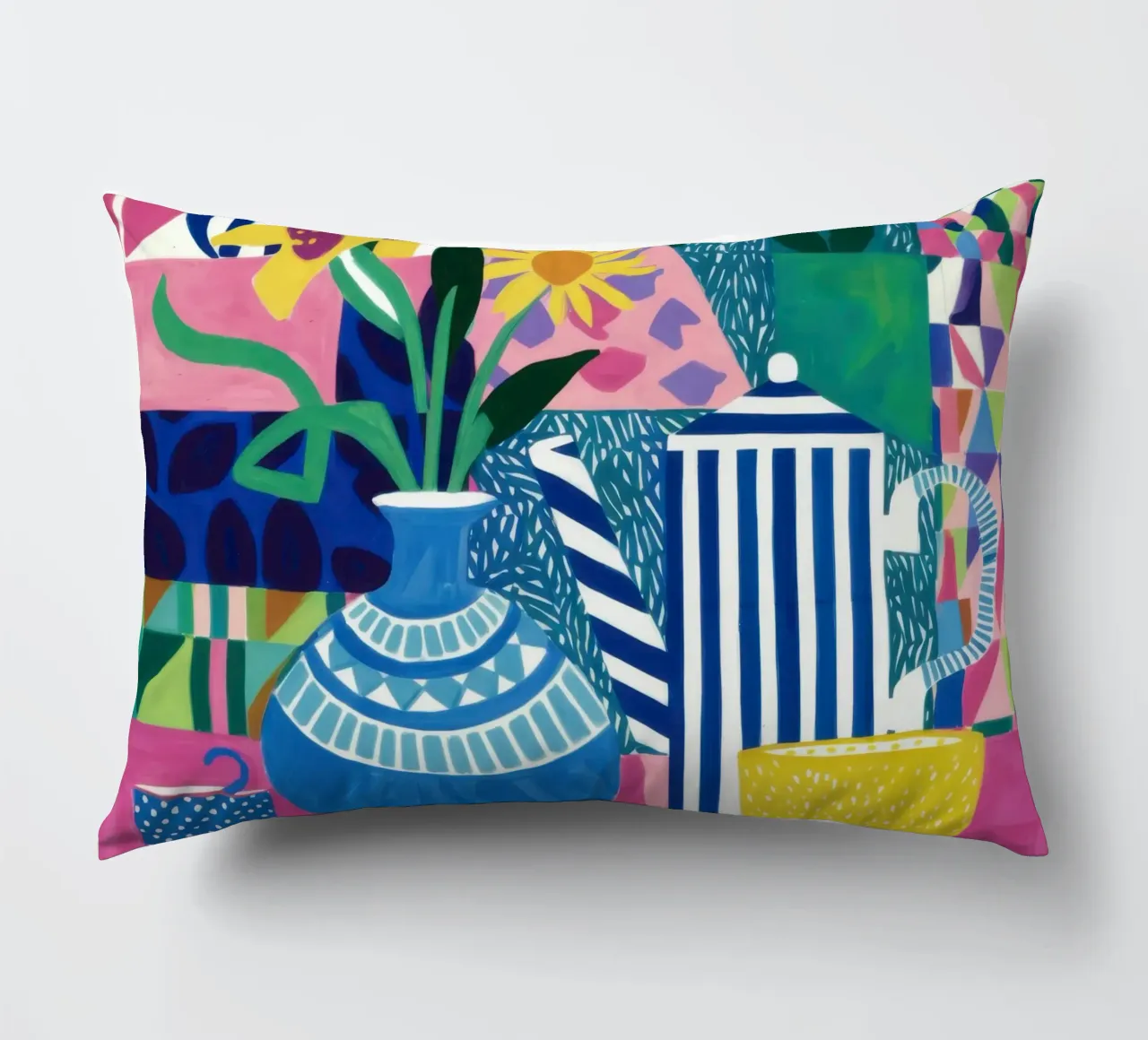 Eclectic Blue Bouquet decorative cushion by Solar Paint