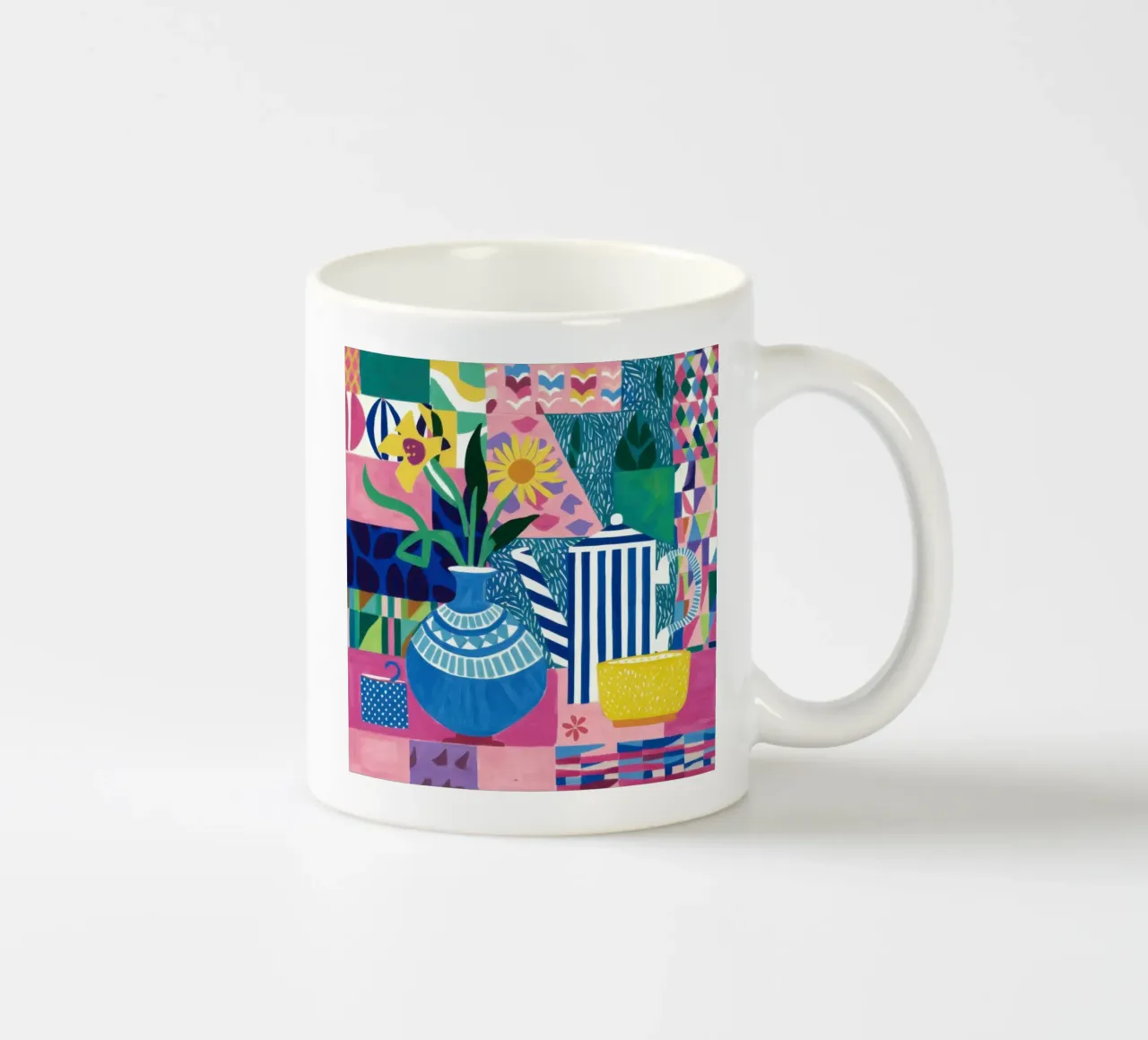 Bouquet blu eclettico tazza in ceramica da Solar Paint