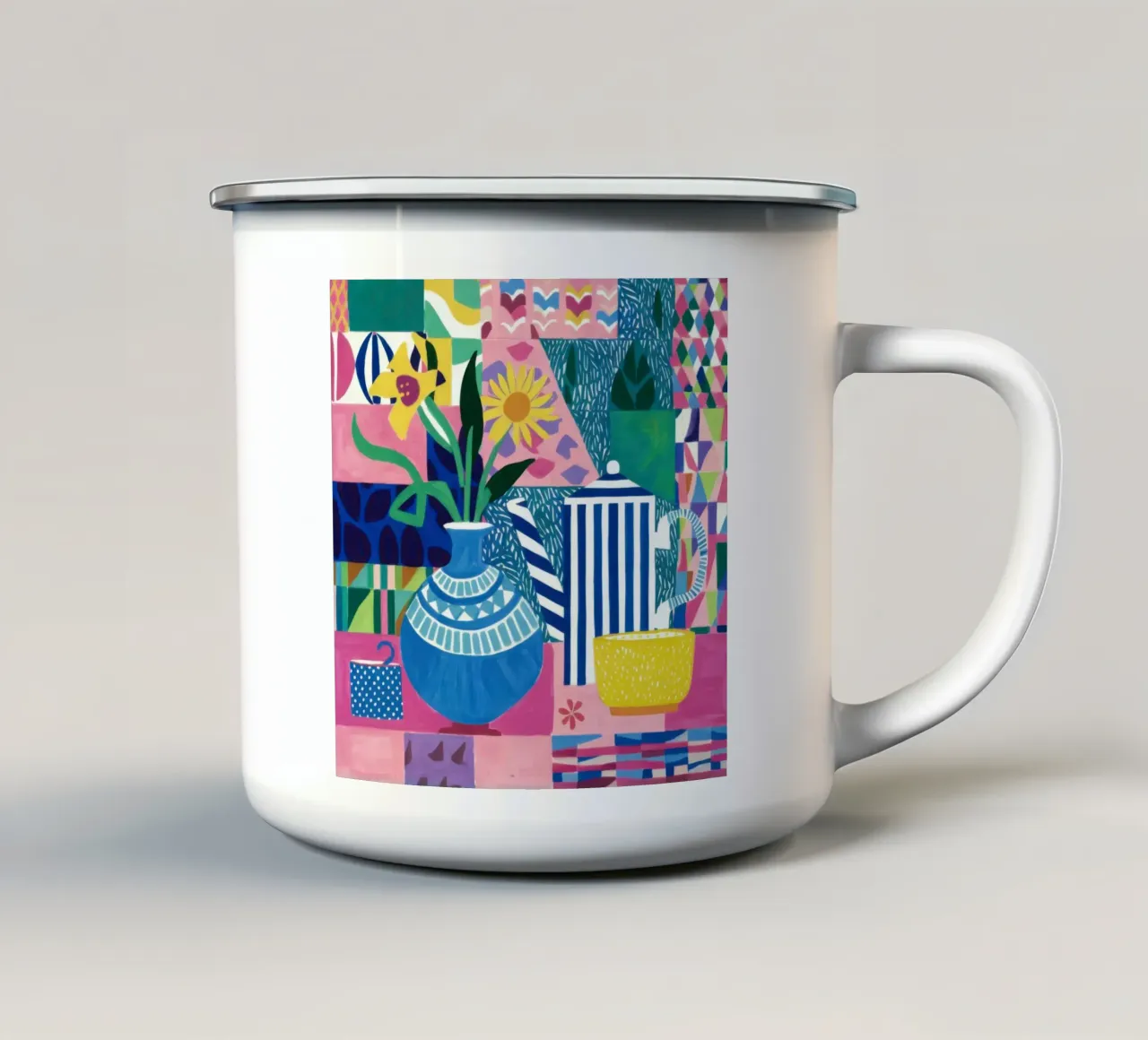 Bouquet blu eclettico tazza in smalto da Solar Paint