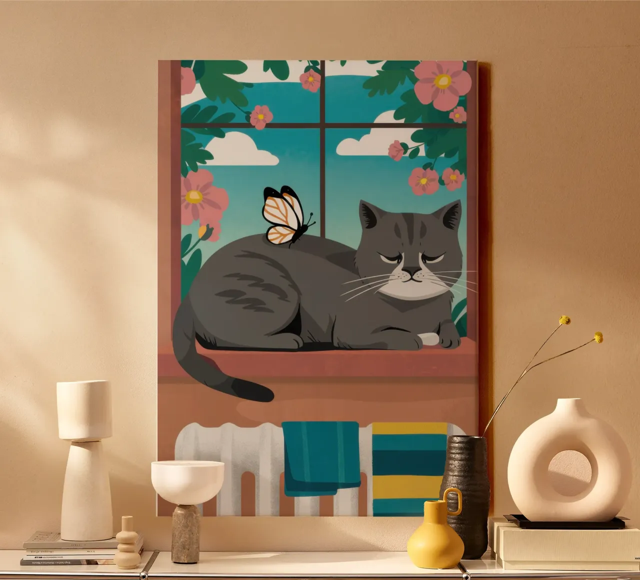Tranquil Window Observer Leinwand mit Schattenfugenrahmen von Prism Ritual