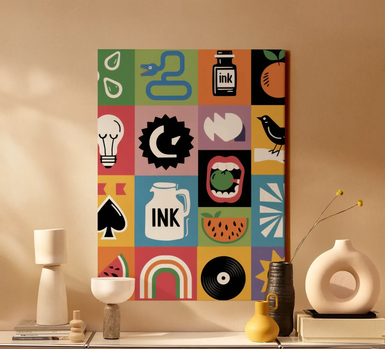 Modern Icon Grid canvas by Solar Paint