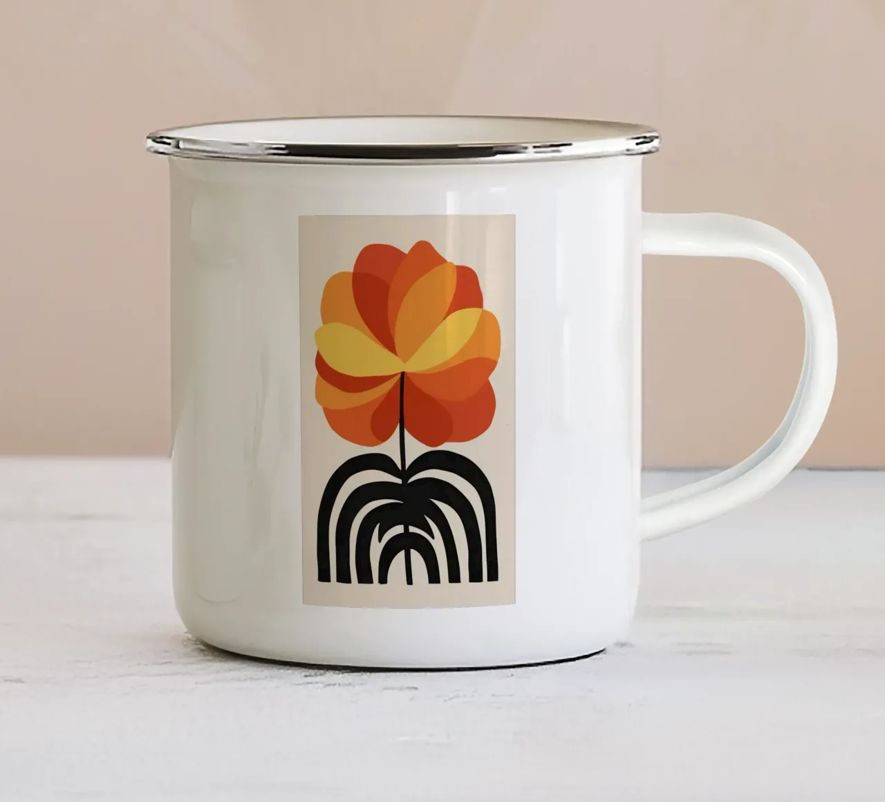Fiore arancione in grassetto tazza in smalto da Solar Paint