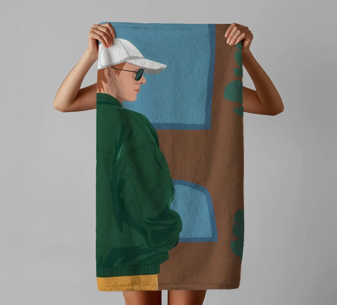 Contemplative Window Gaze towel by Veil Maya