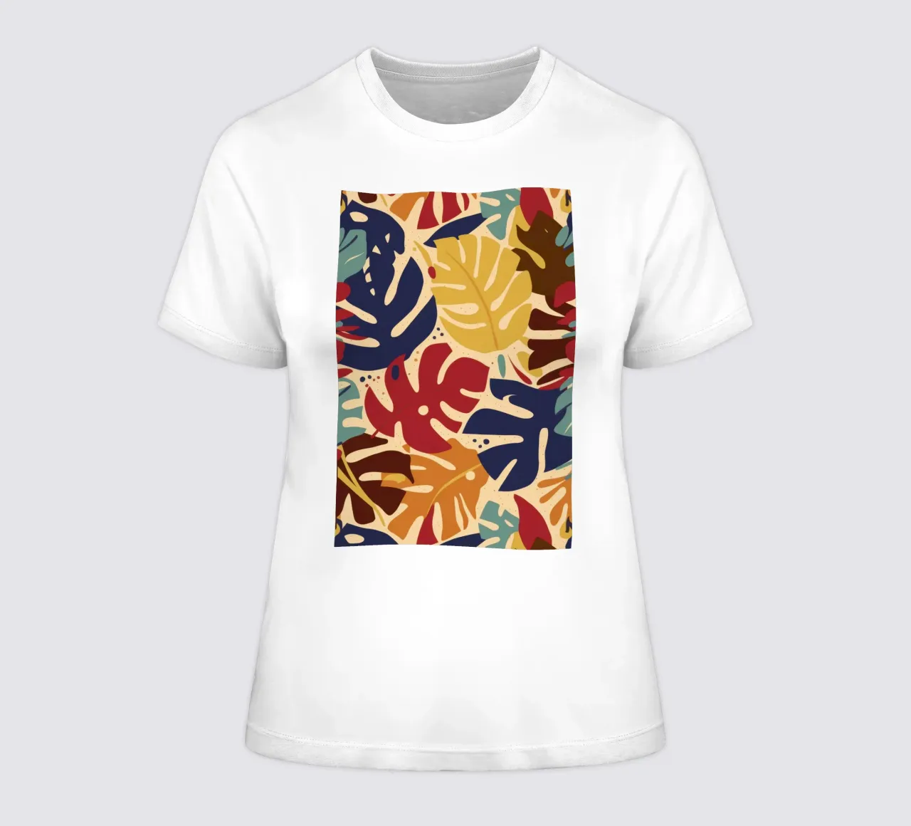 Retro Leaf Mosaic women's fitted t-shirt by Bring Haven