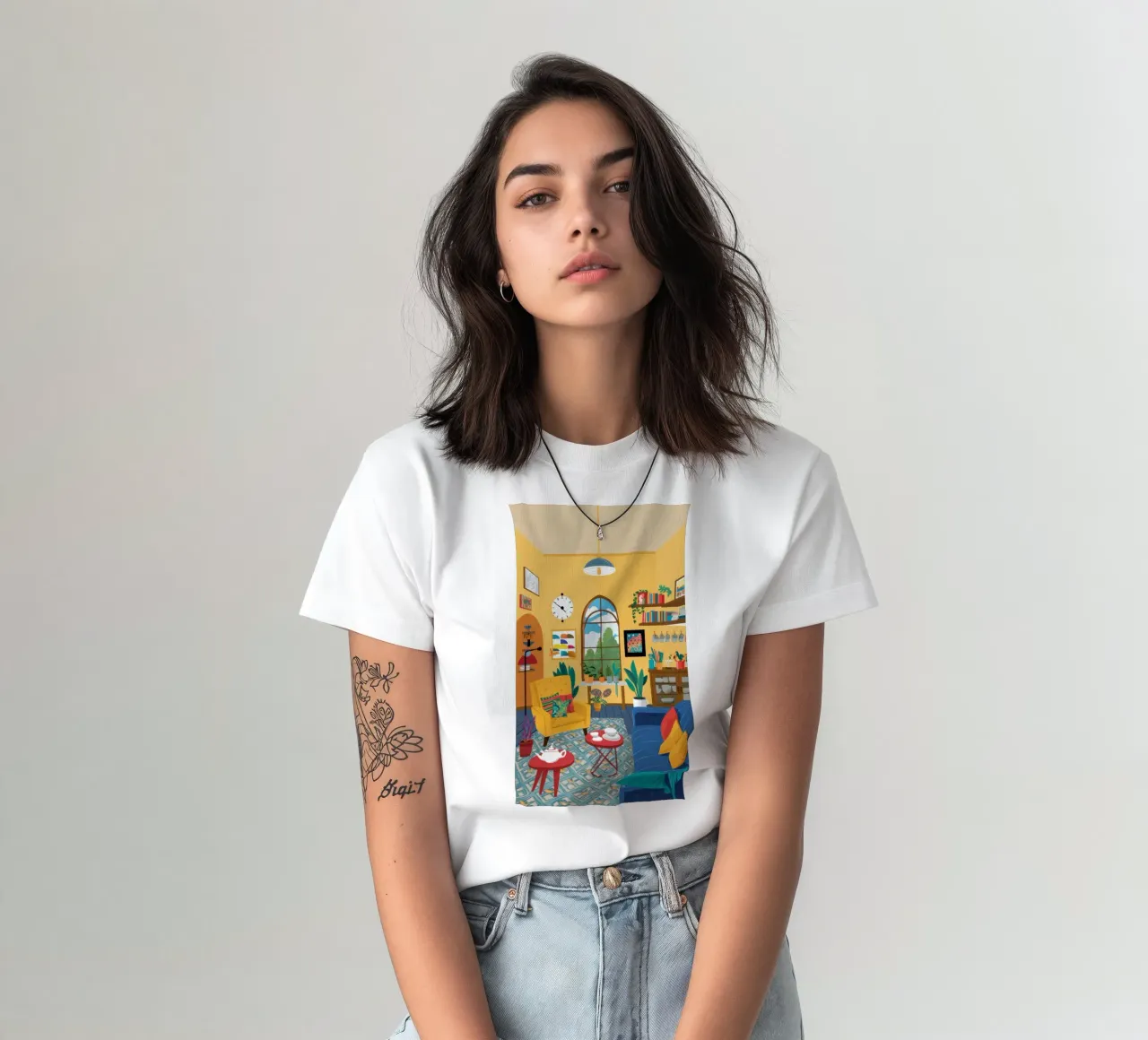 Quirky Cat Interior t-shirt by Solar Paint