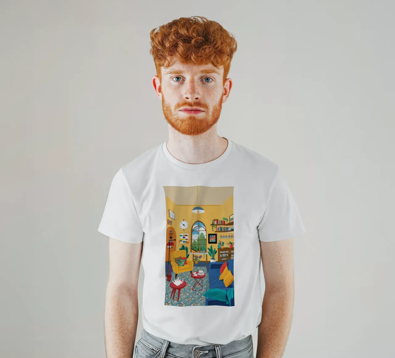 Quirky Cat Interior t-shirt by Solar Paint