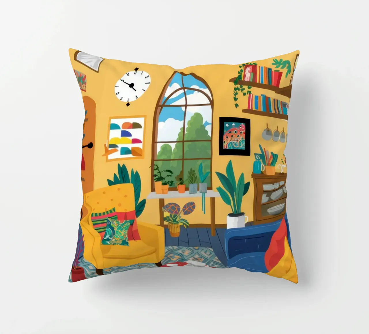 Skurriles Katzen-Interieur Kissen von Solar Paint