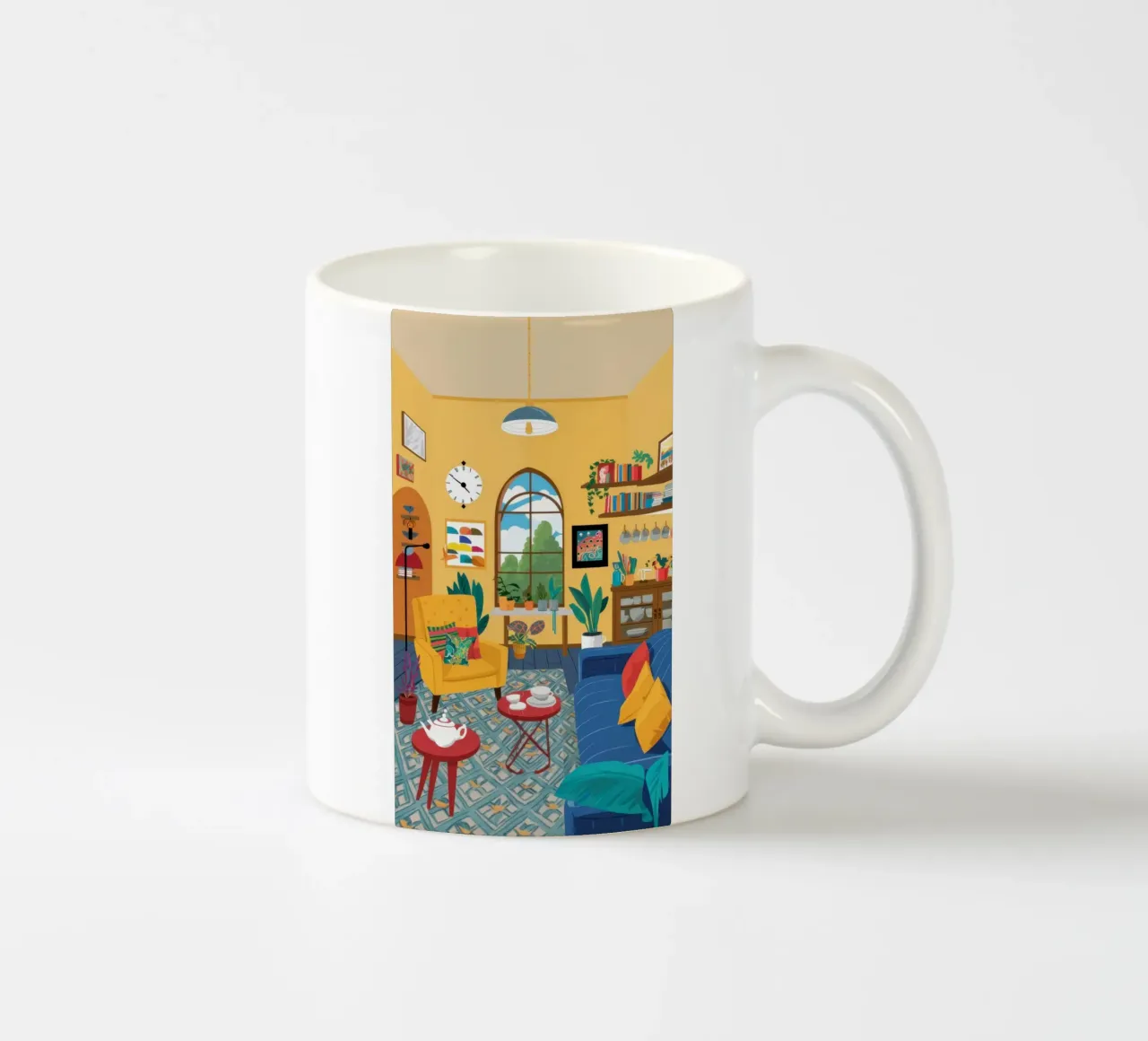 Skurriles Katzen-Interieur Keramik Tasse von Solar Paint