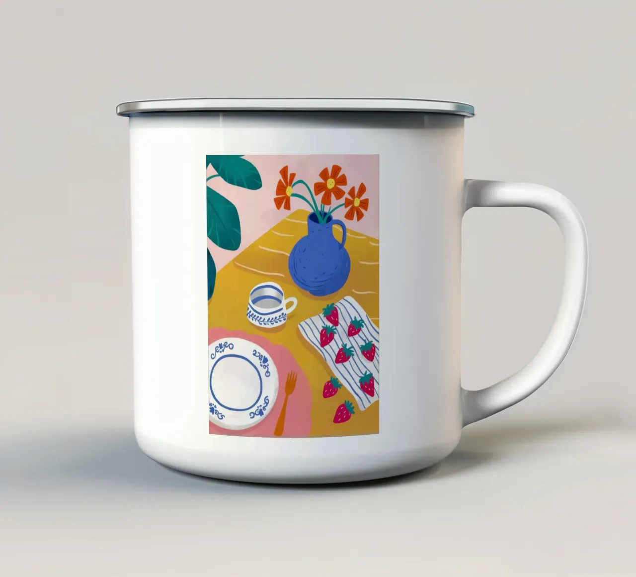 Vibrant Morning StillLife enamel mug by Prism Ritual