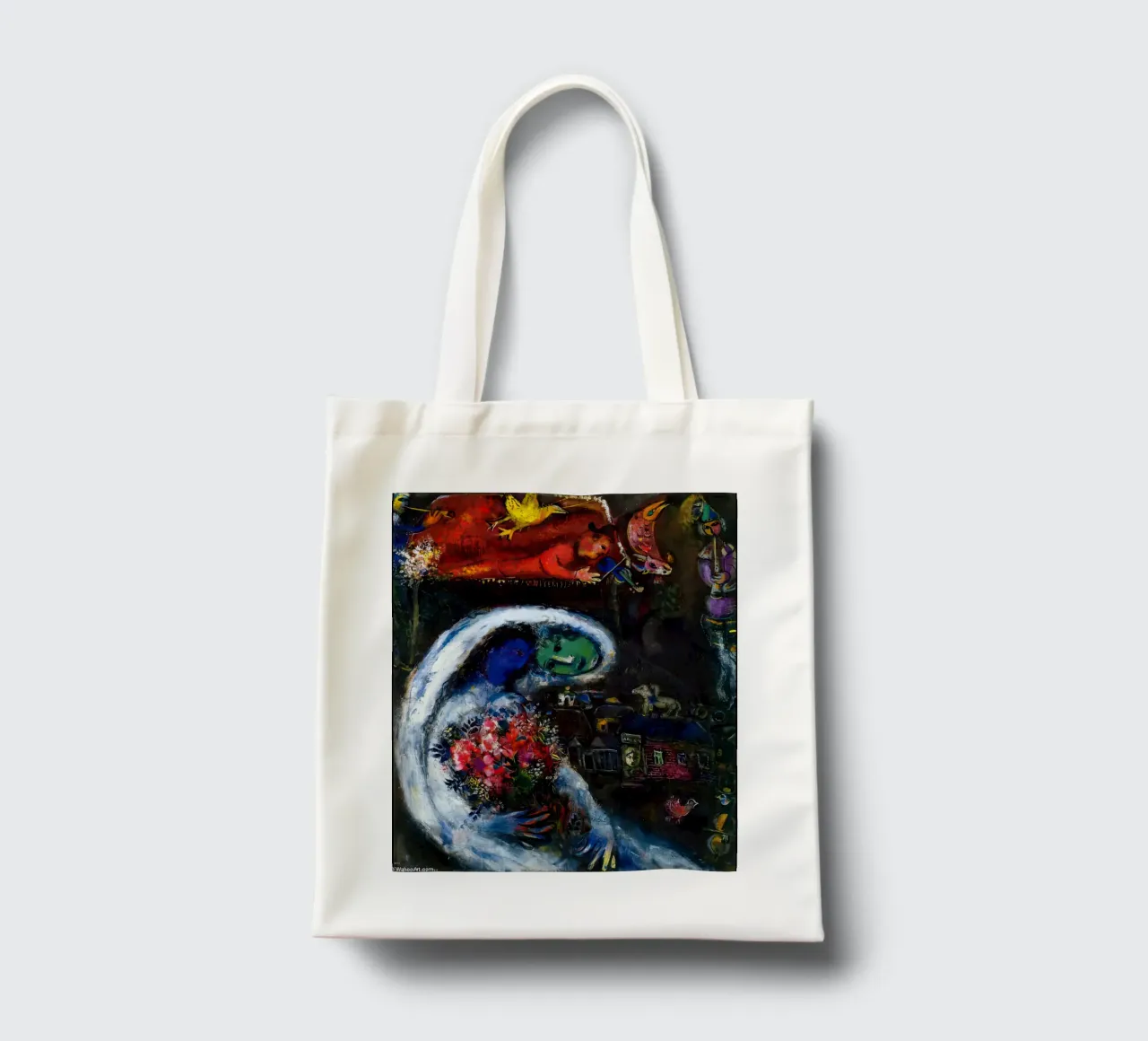 Sposa con volto blu marc chagall borsa in juta da MC Exhebition