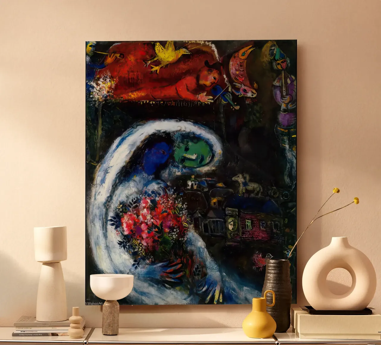 Sposa con volto blu marc chagall alluminio dibond da MC Exhebition