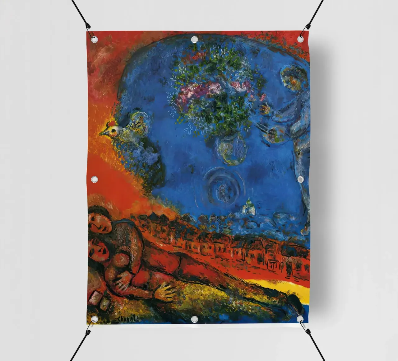 Coppia su sfondo rosso marc chagall telo in pvc da MC Exhebition