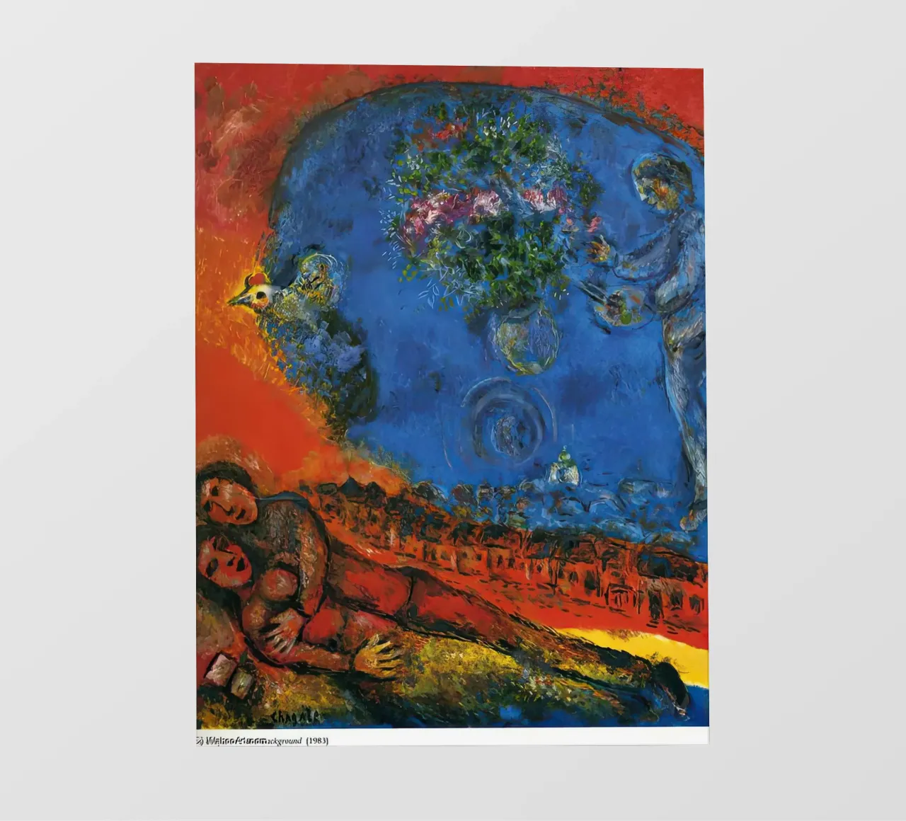 Coppia su sfondo rosso marc chagall telo in pvc da MC Exhebition
