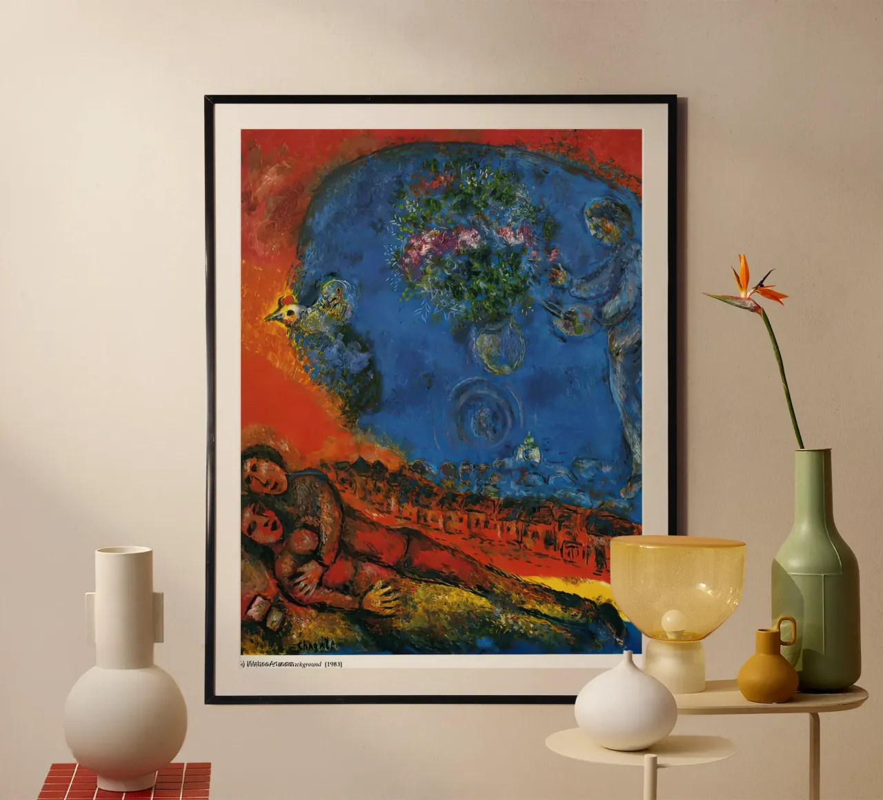 Couple sur fond rouge marc chagall poster de MC Exhebition