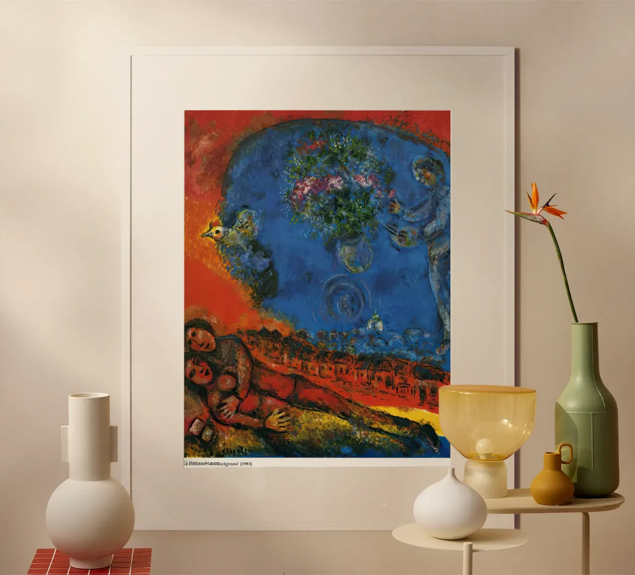 Couple sur fond rouge marc chagall poster de MC Exhebition