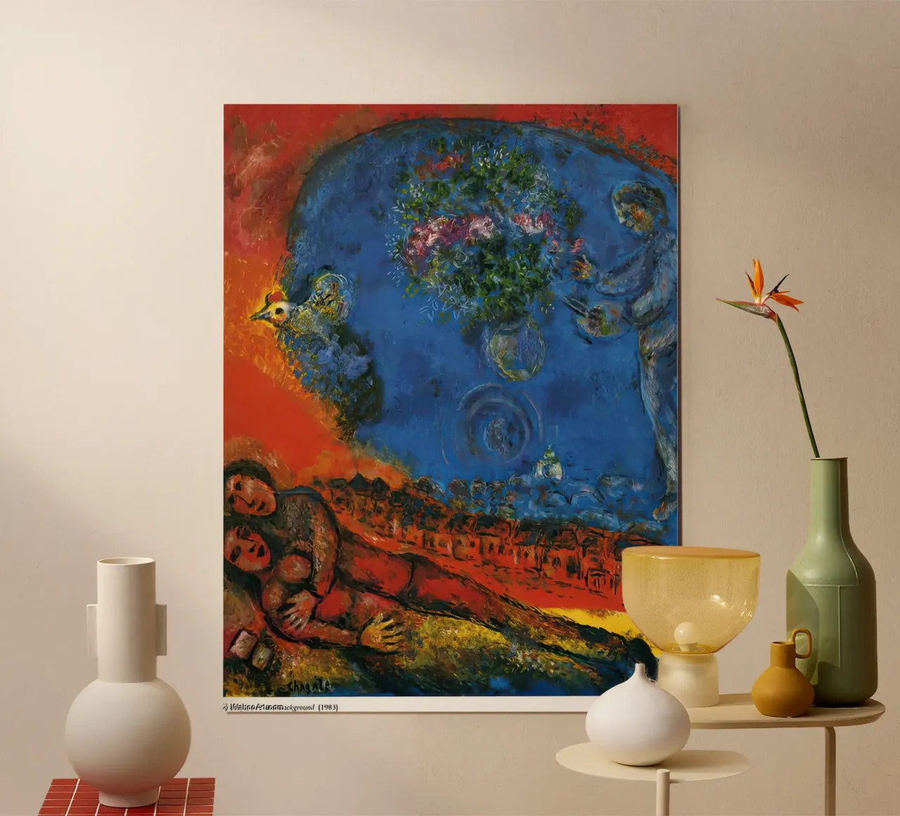 Couple sur fond rouge marc chagall poster de MC Exhebition