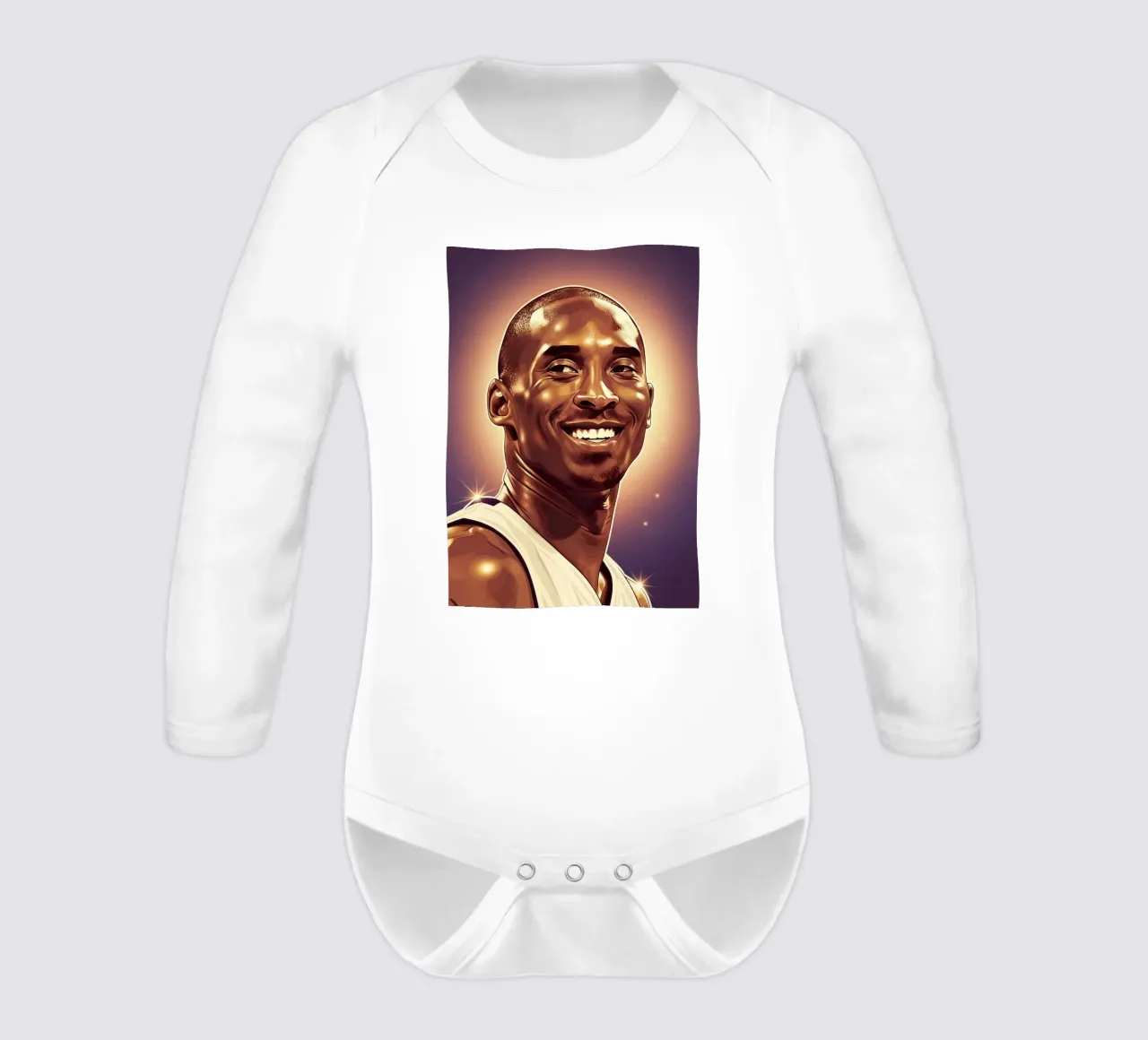 Kobe Bryant portrait (2) long-sleeve baby romper by Lembayung art