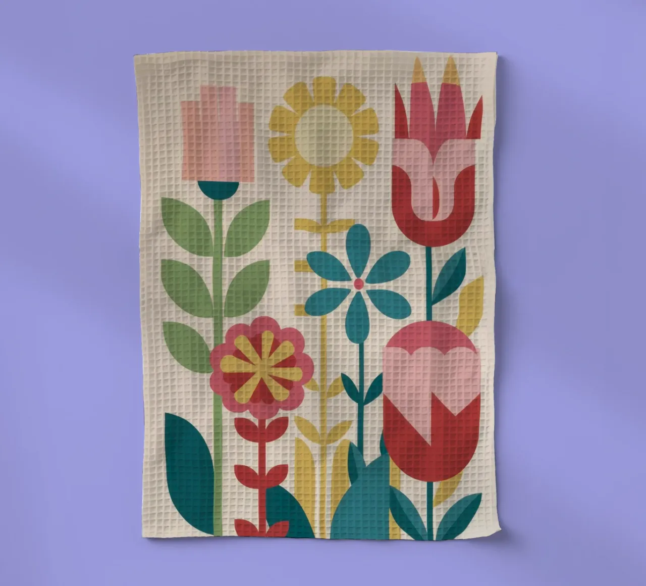 Modern Folk Garden tea towel by Prism Ritual