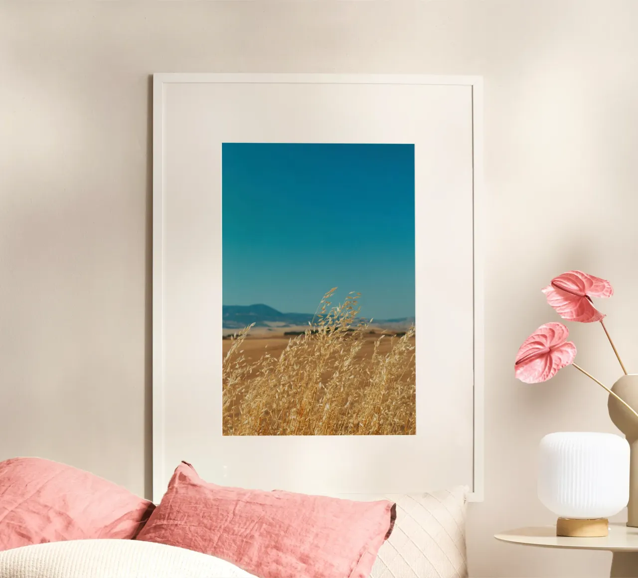 dry grass summer poster con telaio in alluminio da animal story home