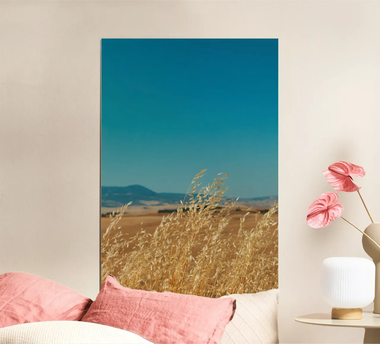 dry grass summer poster con telaio in alluminio da animal story home