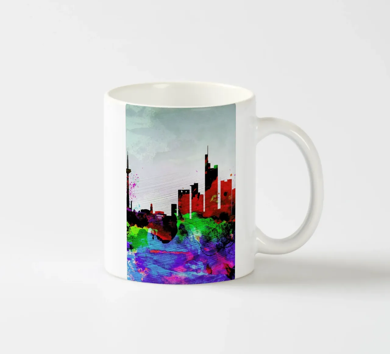 Frankfurt Watercolor Skyline ceramic mug by Naxart