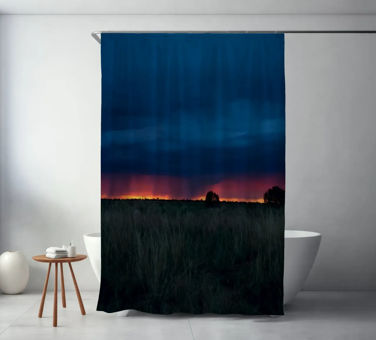 storm clouds grassland tenda da doccia da animal story home