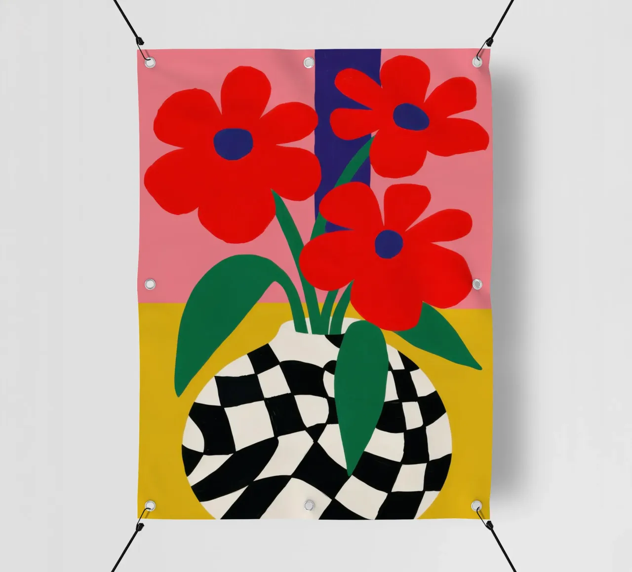 Fiore a scacchiera rosso telo in pvc da Solar Paint