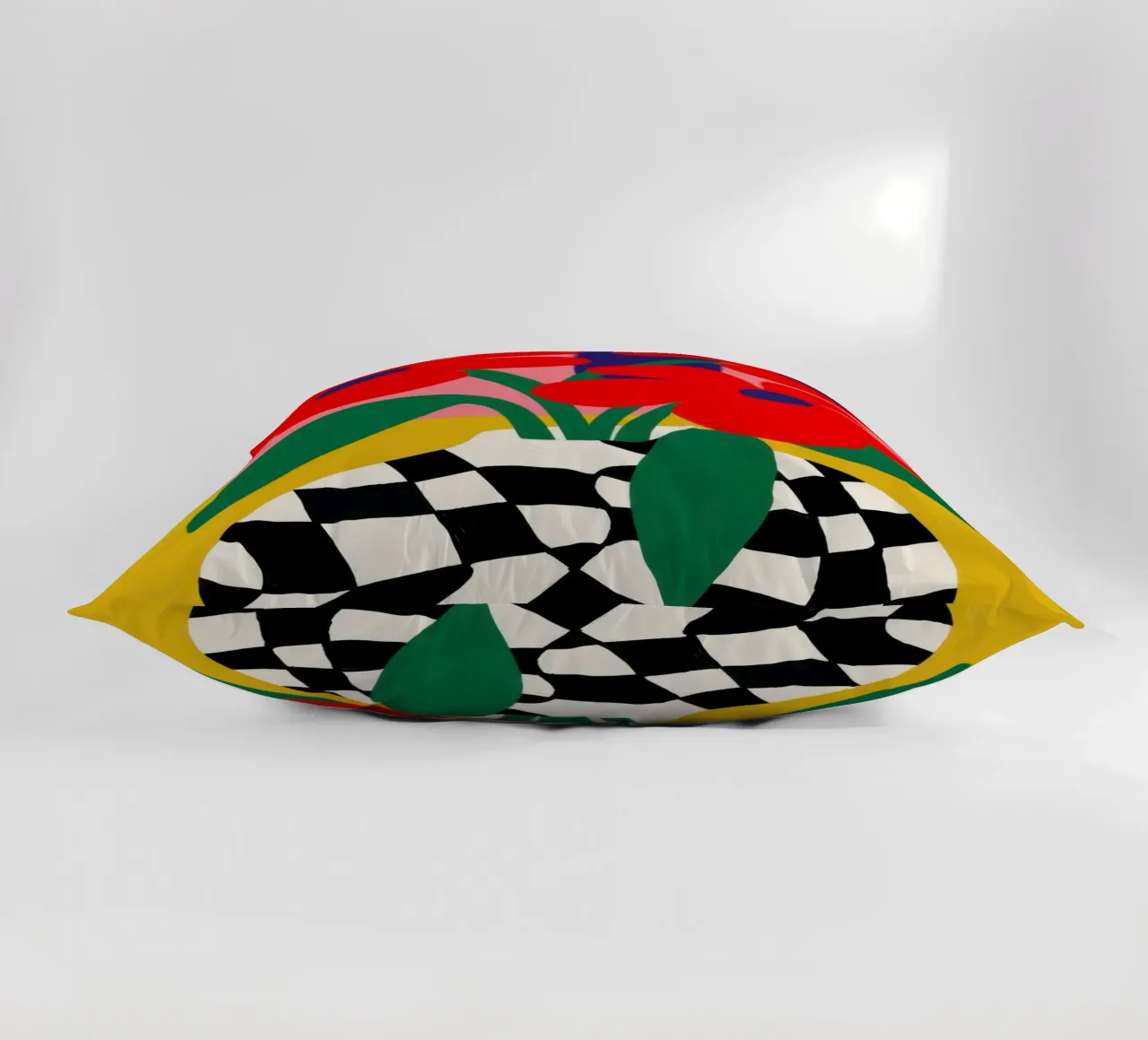 Fiore a scacchiera rosso cuscino da Solar Paint