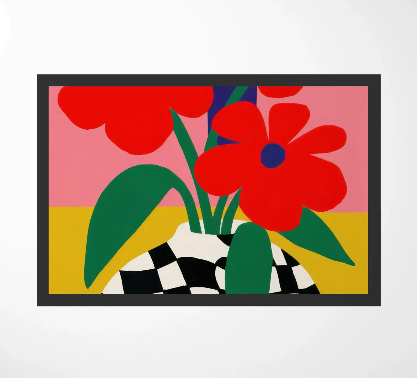 Checkerboard Bloom Red doormat by Solar Paint