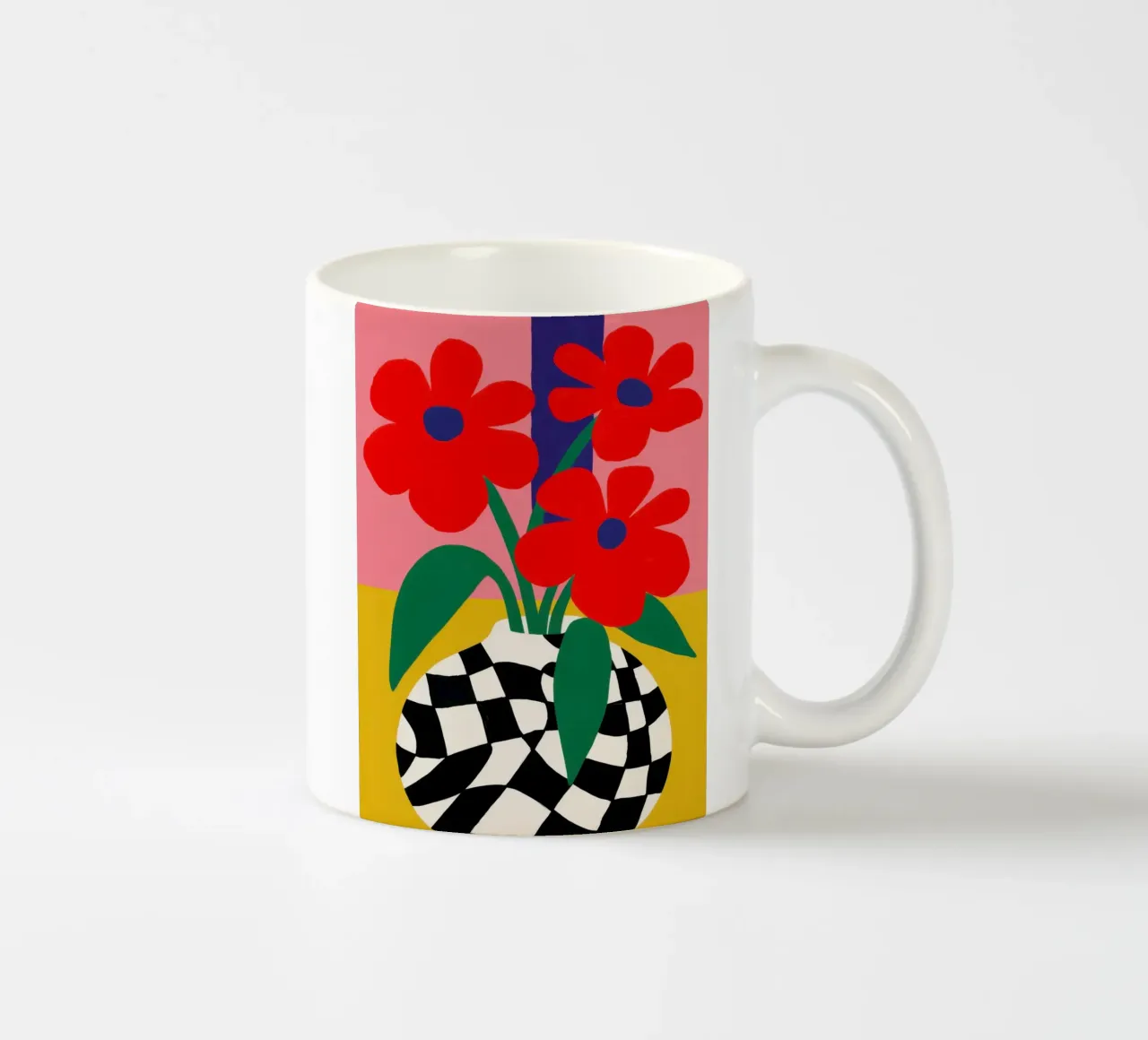 Fiore a scacchiera rosso tazza in ceramica da Solar Paint